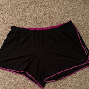 Nike Women's Black Shorts with Pink Trim